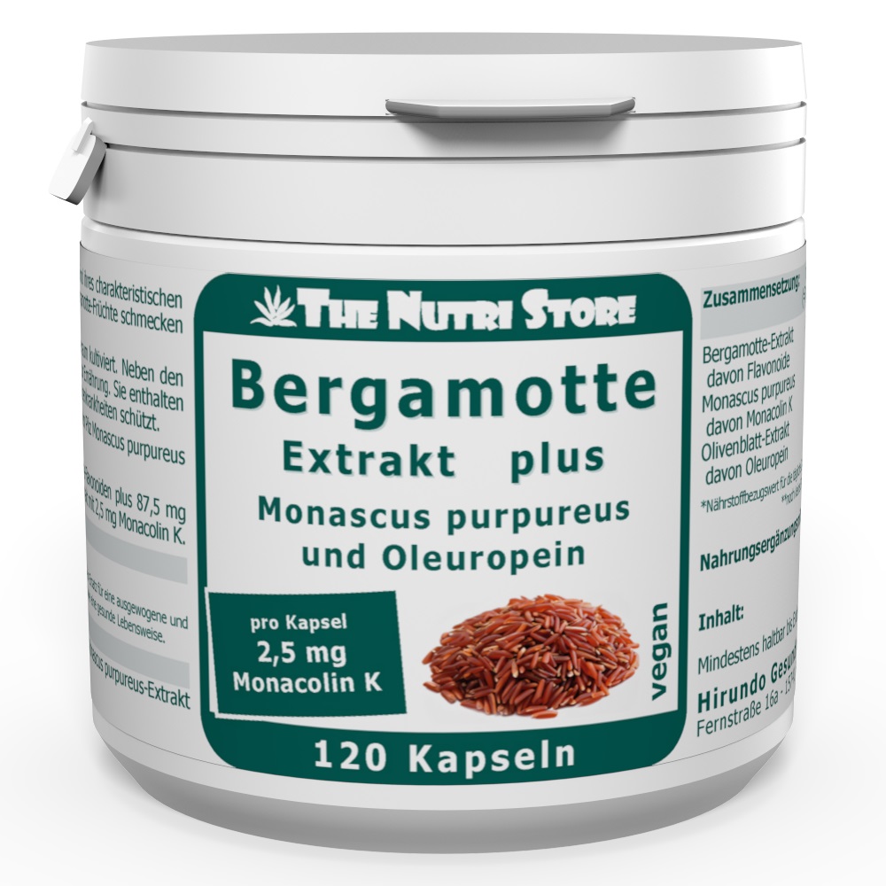 Bergamotte Extrakt plus Monascus purpureus und Oleuropein - 120 Kapseln