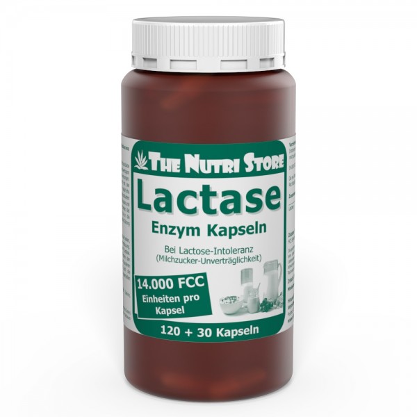 Lactase 14.000 FCC Enzym Kapseln 120+30 Stk. bei Lactose-Intoleranz